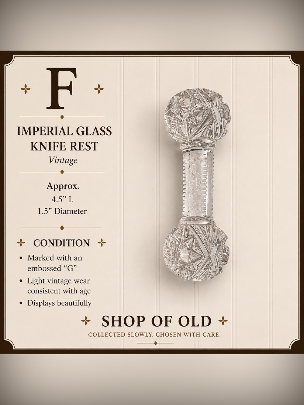 Imperial Glass Knife Rest | EAPG Hobstar Pattern | Vintage